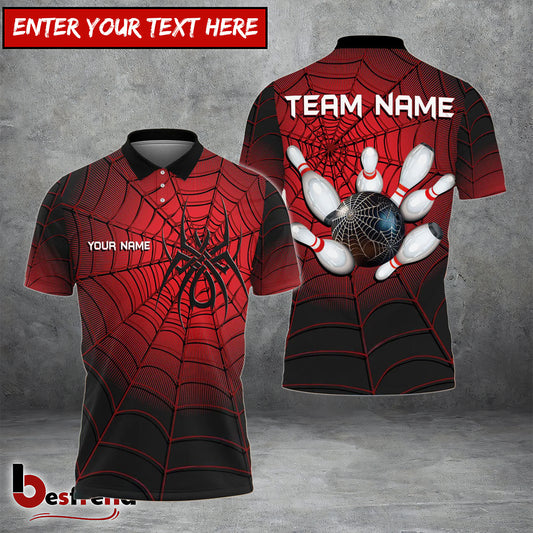 Besfrend Bowling And Pins Spider Web Customized Name Team Name 3D Shirt  Colors
