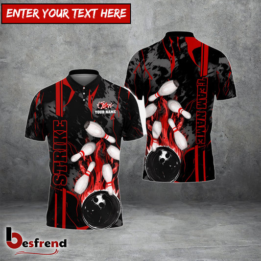 Besfrend Bowling And Pins Strike The Blood Multicolor Customized Name 3D Shirt   Colors