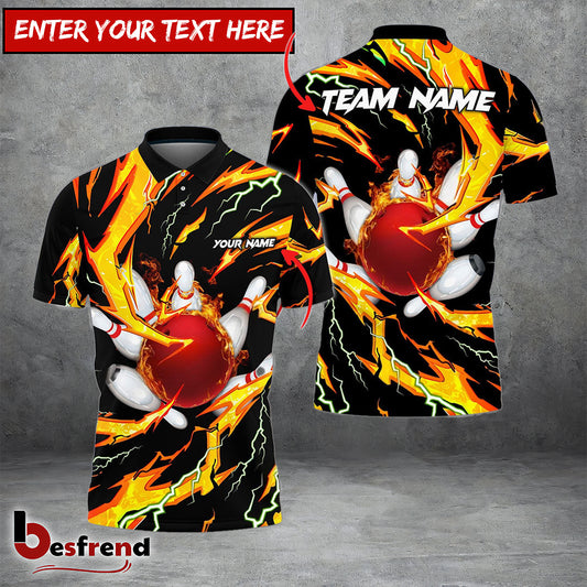 Besfrend Bowling And Pins Super Thunder Aura Customized Name 3D Shirt  Colors