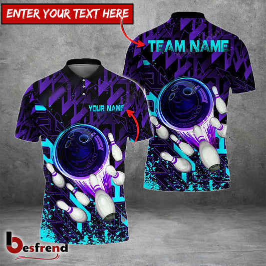Besfrend Bowling And Pins Supersonic Speed Customized Name 3D Shirt  Colors