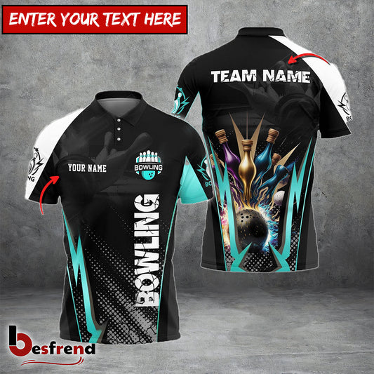 Besfrend Bowling And Pins The Fury Of Thunder Customized Name 3D Shirt  Colors