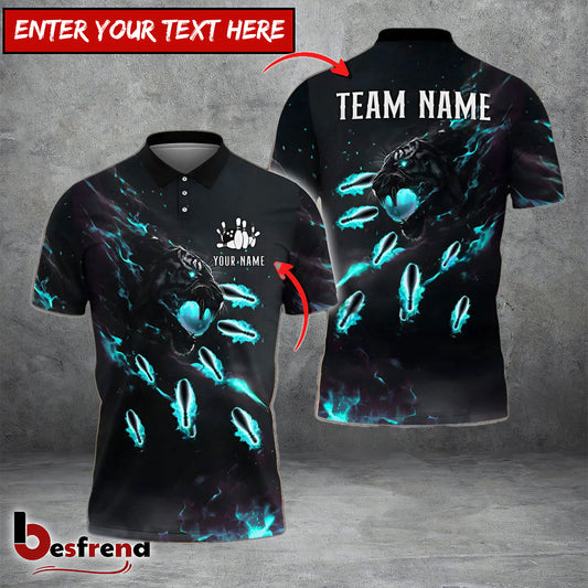 Besfrend Bowling And Pins Tiger Fire Pins Pattern Personalized Name Team Name 3D Shirt   Colors