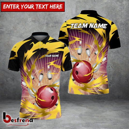 Besfrend Bowling And Pins Tornado Throw Customized Name 3D Shirt   Colors
