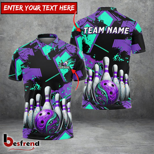 Besfrend Bowling And Pins Two World Collapse Customized Name 3D Shirt  Colors
