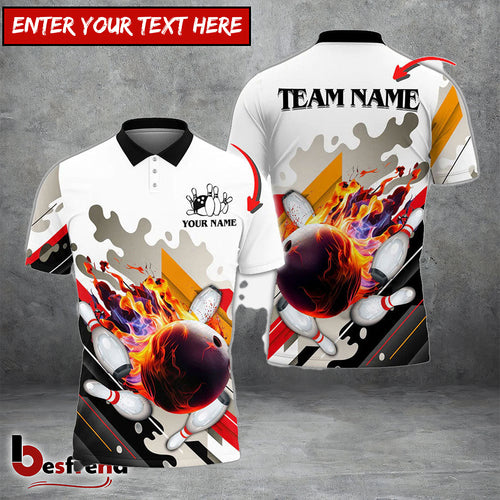 Besfrend Bowling And Pins Water Color Pattern Customized Name 3D Shirt