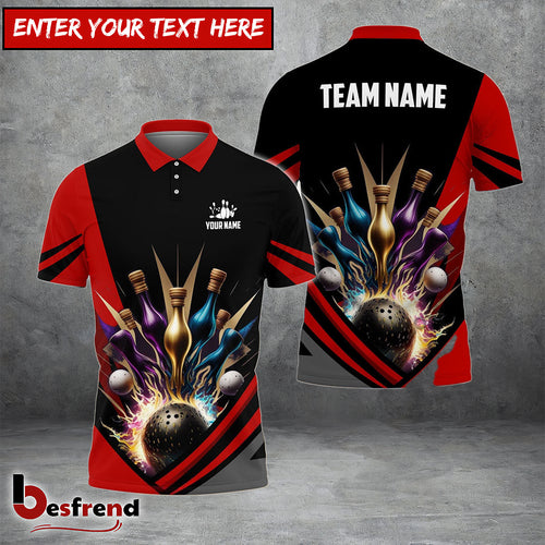 Besfrend Bowling And Pins Winner Customized Name 3D Shirt  Colors