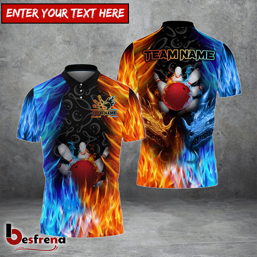 Besfrend Bowling Fire And Ice Customized Name Team Name 3D Shirt  2 Colors