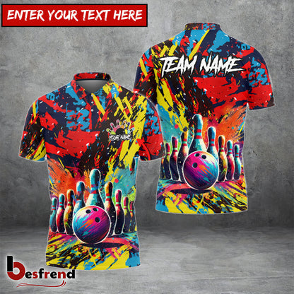 Besfrend Bowling Graffiti Paint Old School Customized Name Team Name 3D Shirt