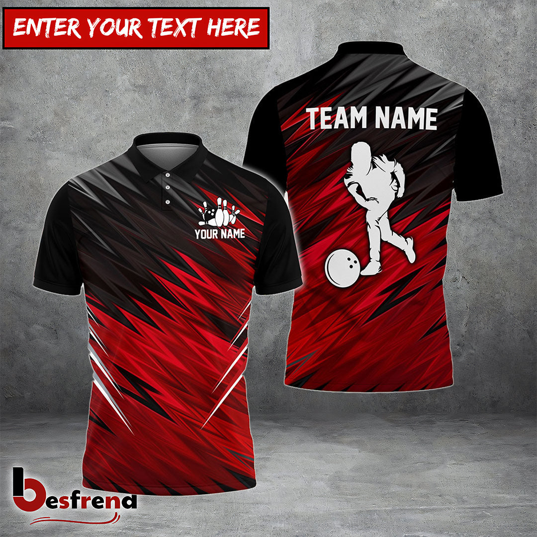 Besfrend Bowling Player Pattern Personalized Name Team Name 3D Shirt