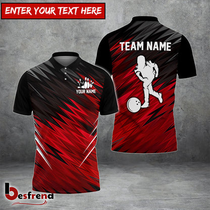 Besfrend Bowling Player Pattern Personalized Name Team Name 3D Shirt