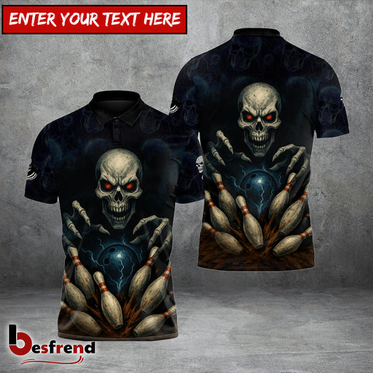 Besfrend Bowling Skull Men Custom Name Team Name 3D Shirt