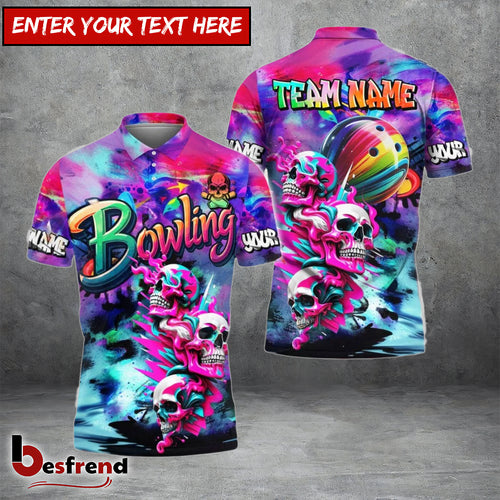Besfrend Bowling Skull Neon Graffiti Personalized Shirt