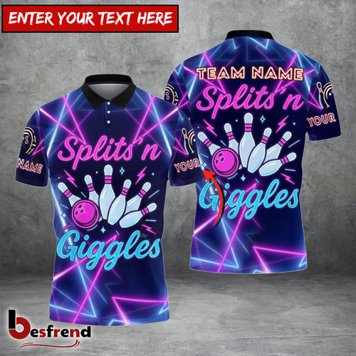 Besfrend Bowling Splits ‘n Giggles Customized Name Team Name 3D Shirt