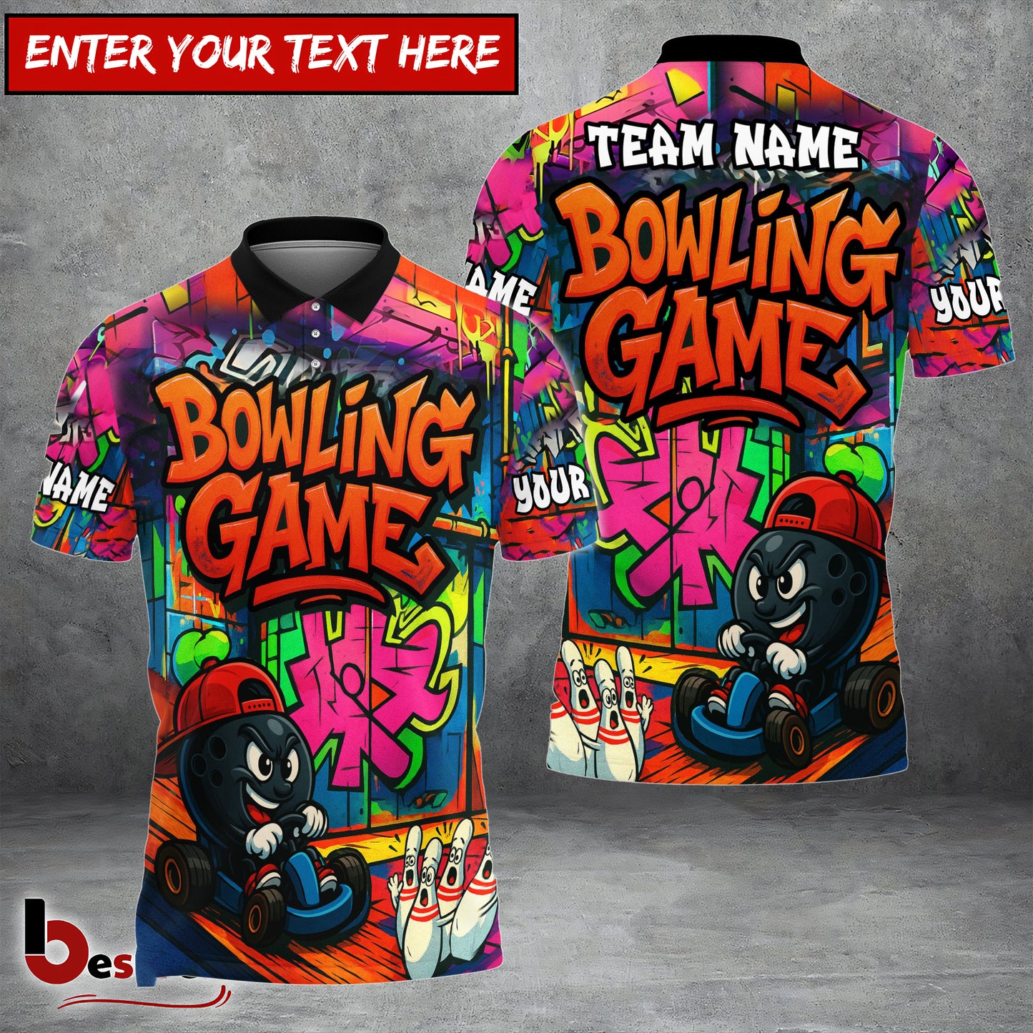 Besfrend Bowling Street Lane Legends Pattern Customized Name 3D Shirt  Colors