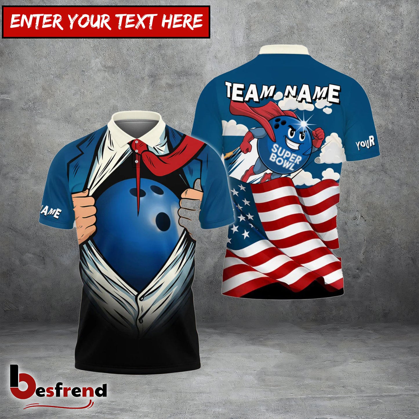 Besfrend Bowling Super Bowl Ball Personalized Name Team Name Unisex Shirt