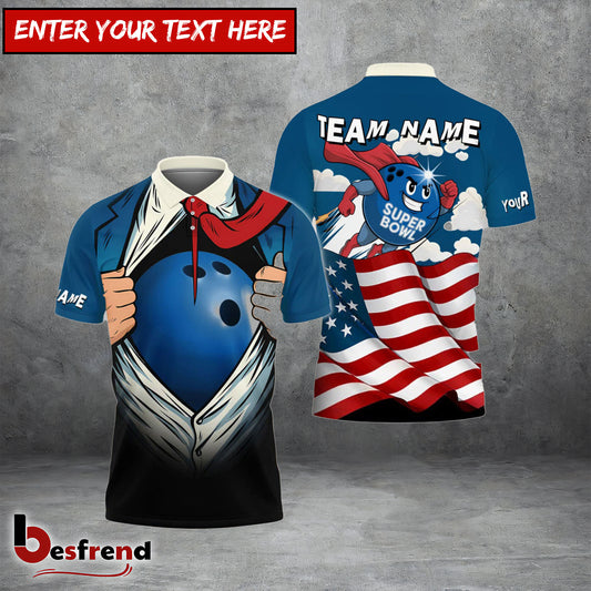 Besfrend Bowling Super Bowl Ball Personalized Name Team Name Unisex Shirt
