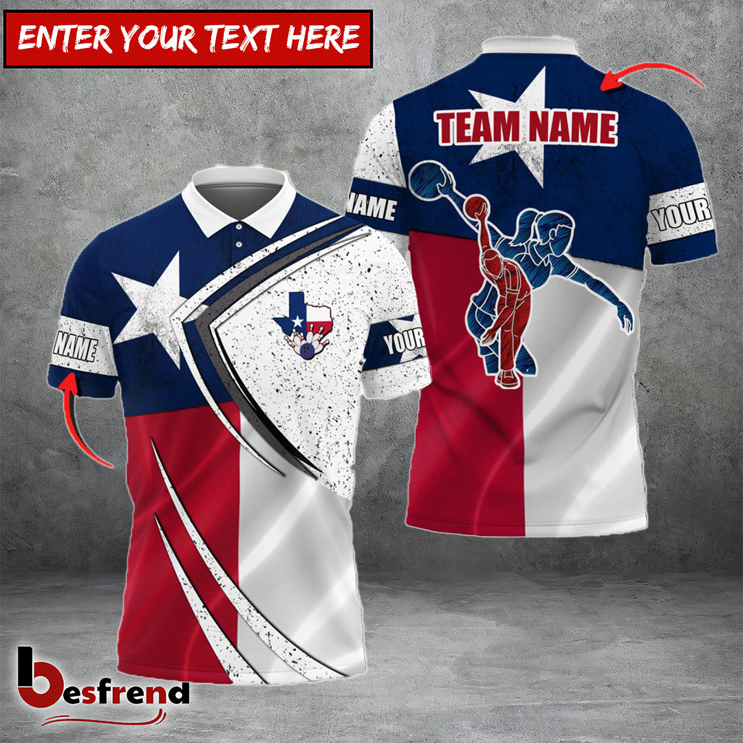 Besfrend Bowling Texas Style Customized Name Team Name 3D Shirt