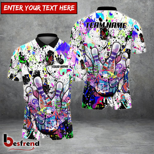 Besfrend Bowling White Graffiti Splash Paint Personalized Shirt 2 Colors