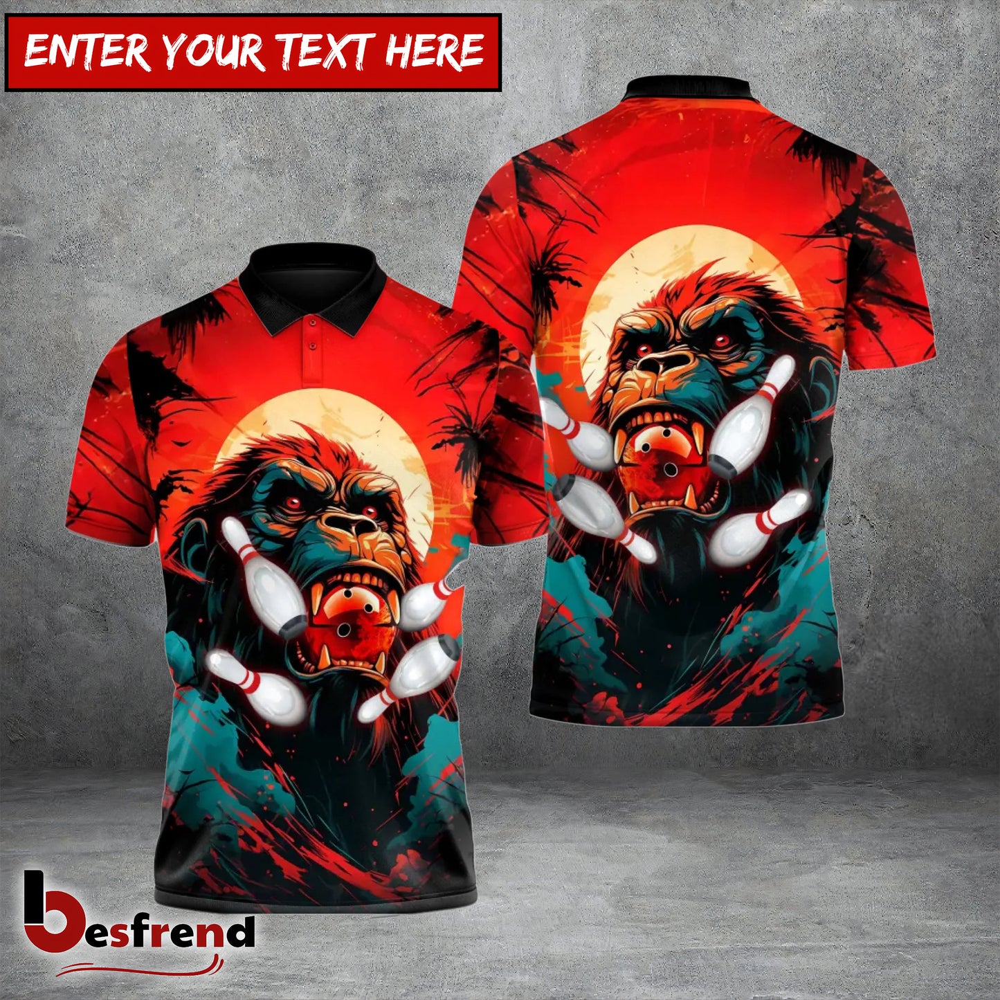 Besfrend Bowling and Kong Pattern 3D Shirt