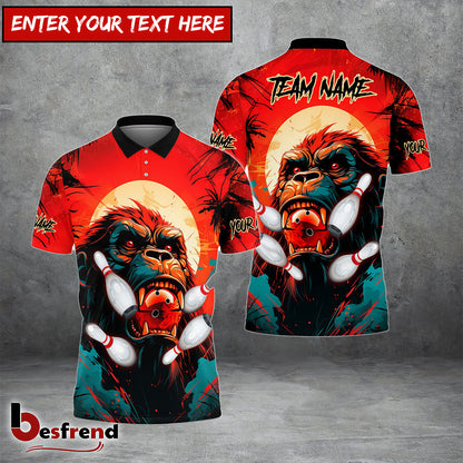 Besfrend Bowling and Kong Pattern Customized Name Team Name 3D Shirt
