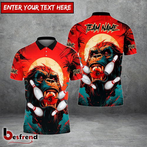Besfrend Bowling and Kong Pattern Customized Name Team Name 3D Shirt