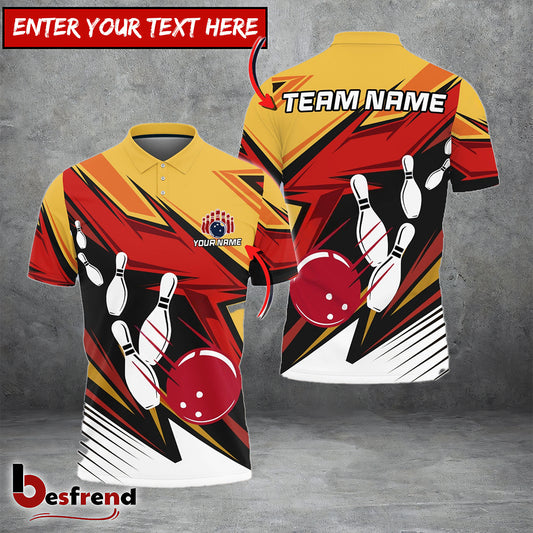 Besfrend Bowling and Pins Strike Cubes Customized Name Team Name 3D Shirt  Colors