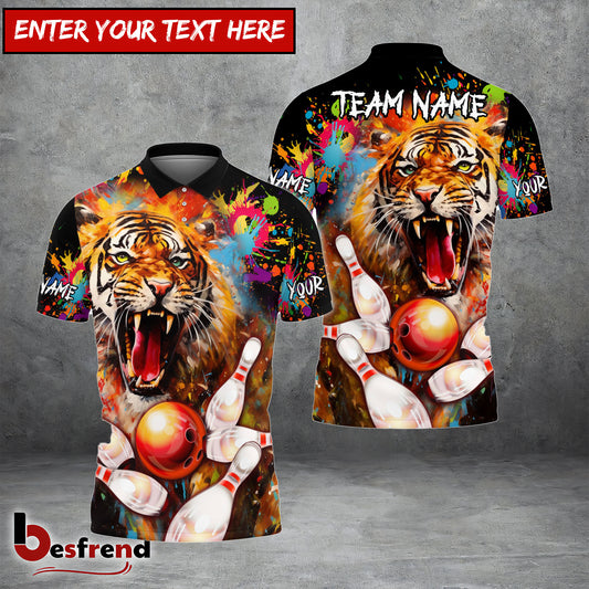 Besfrend Bowling and Pins Tiger Customized Name Team Name 3D Shirt