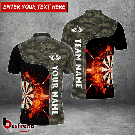 Besfrend Camouflage Dart Board Fire Flame Custom Darts Shirts