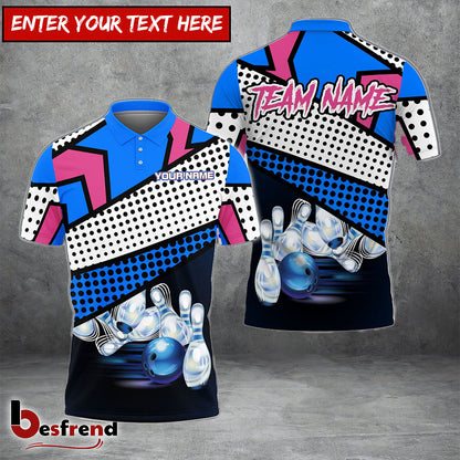 Besfrend Cartoon Bowling And Pins Personalized Name Team Name 3D Shirt