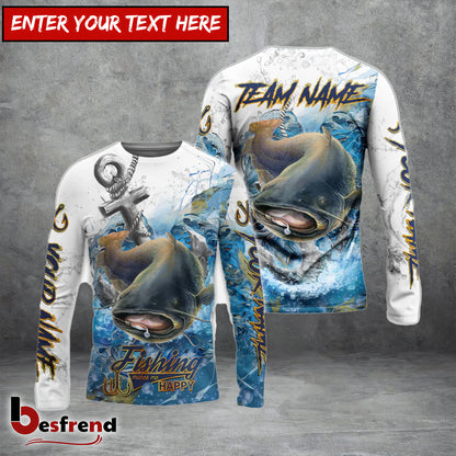 Besfrend Catfish Fishing Anchor Ocean Splash Design Name  Team Name 3D Shirts