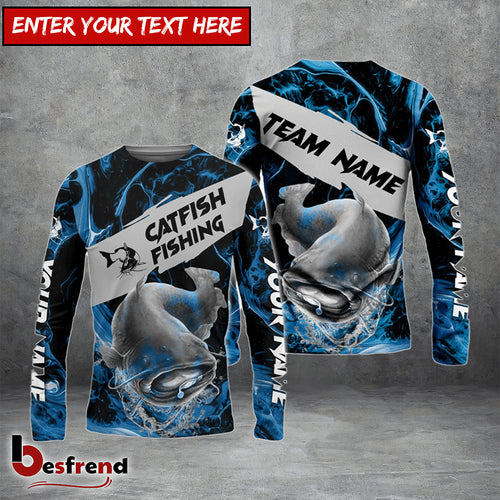 Besfrend Catfish Fishing Blue Lava Sport Custom Name  Team Name 3D Shirts