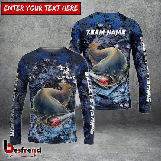 Besfrend Catfish Fishing Dark Blue Camouflage Custom Name  Team Name 3D Shirts