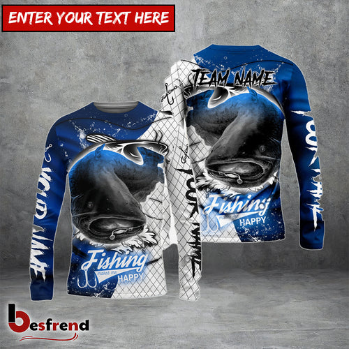 Besfrend Catfish Fishing Dark Blue Skin Sport Custom Name  Team Name 3D Shirts