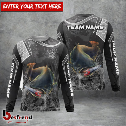 Besfrend Catfish Fishing Gray Camo Sport Custom Name  Team Name 3D Shirts
