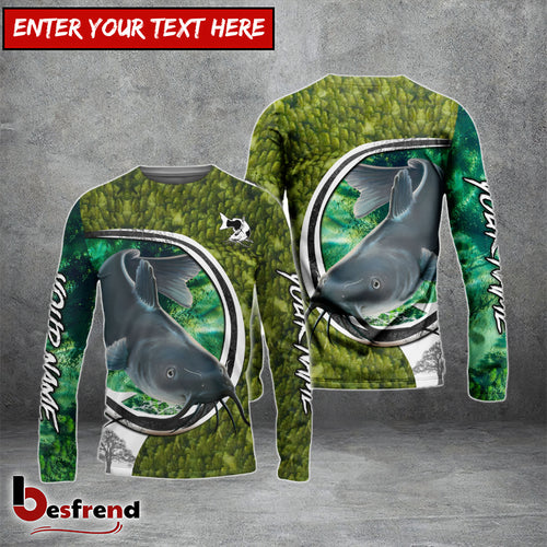 Besfrend Catfish Fishing Hook Green Custom Long Sleeves Fishing Shirt