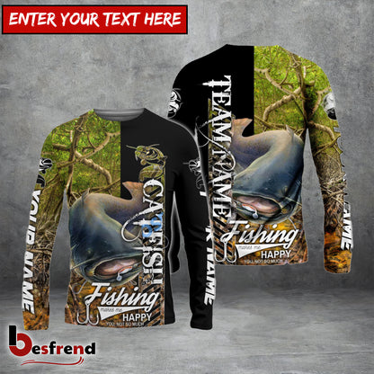 Besfrend Catfish Fishing Jungle Camo Custom Name  Team Name 3D Shirts