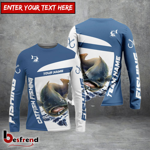 Besfrend Catfish Fishing Light Navy Sport Custom Name  Team Name 3D Shirts