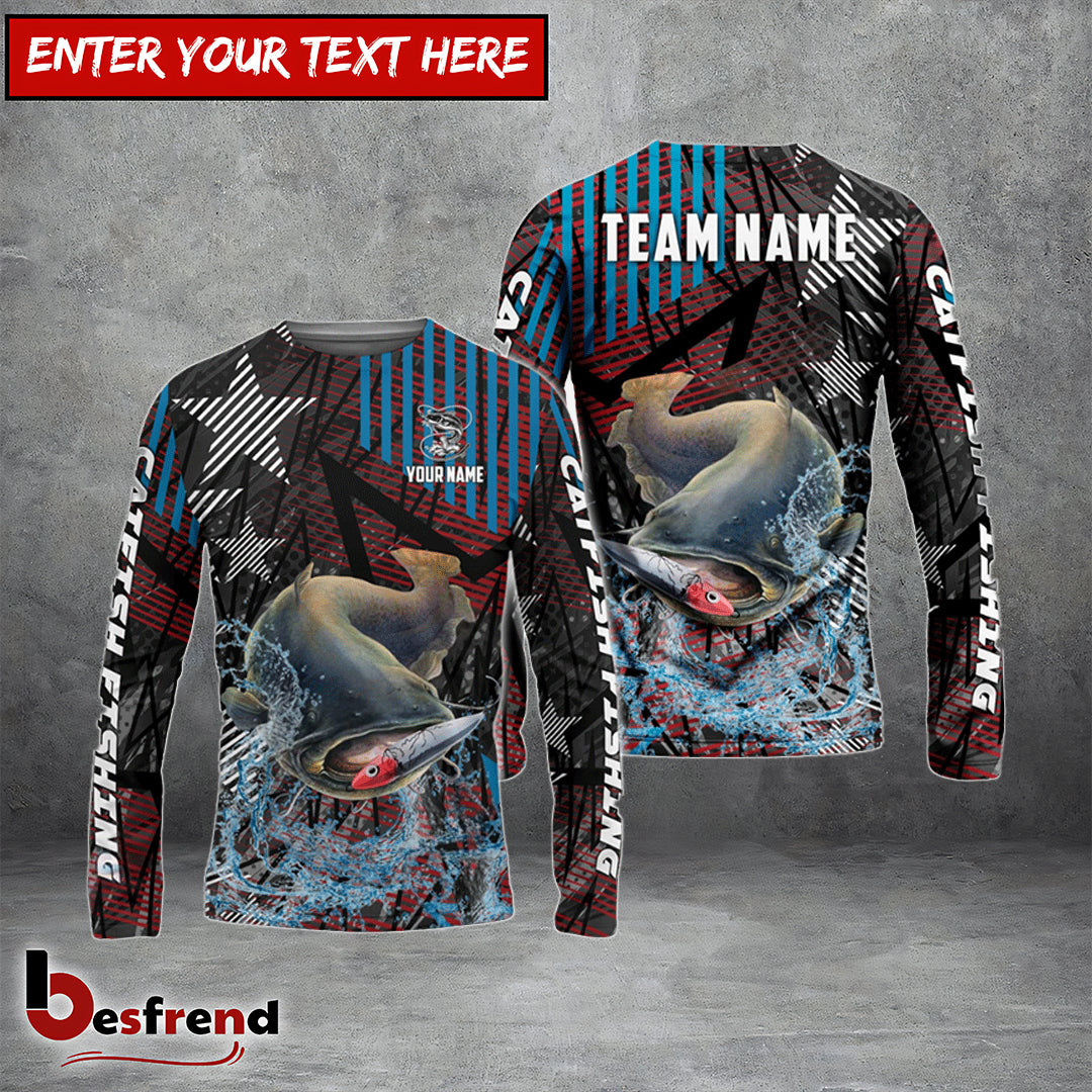 Besfrend Catfish Fishing Rising Star Custom Name  Team Name 3D Shirts