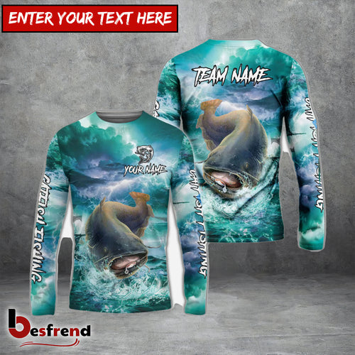 Besfrend Catfish Fishing Teal Thunderstorm Name  Team Name 3D Shirts