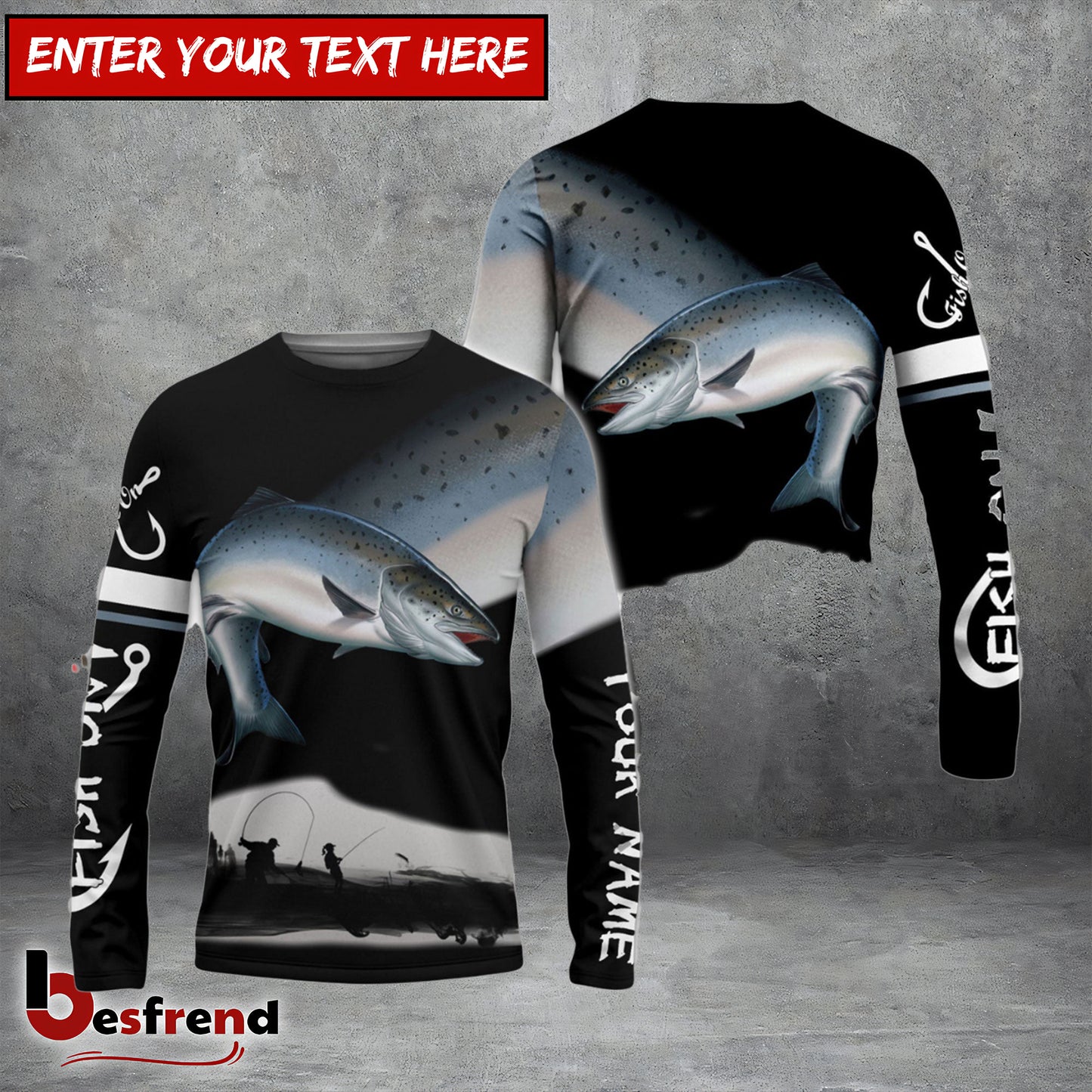 Besfrend Chinook Salmon Fishing Customize Name 3D Shirts