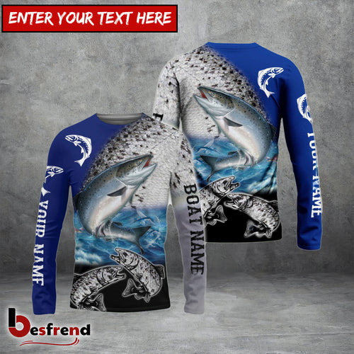 Besfrend Chinook Salmon Fishing Customize Name Boat Name 3D Shirts