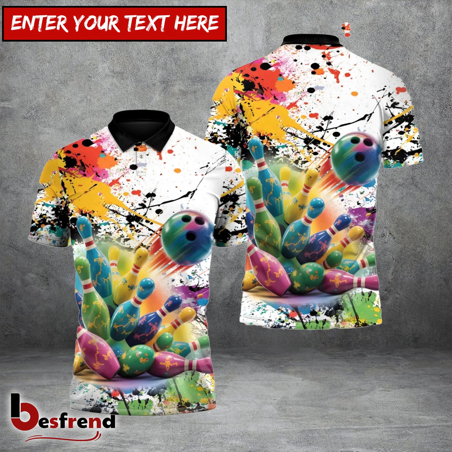 Besfrend Color Splash Bowling Blast 3D Shirt