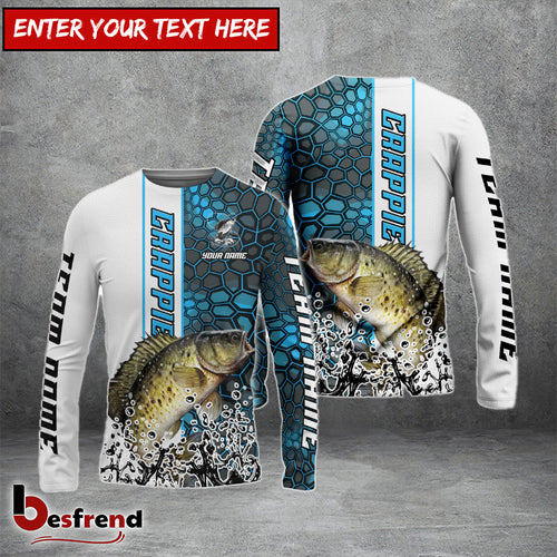 Besfrend Crappie Fishing Blue Fin Bling Camo Sport Custom Name  Team Name 3D Shirts