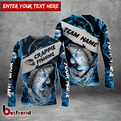 Besfrend Crappie Fishing Blue Lava Sport Custom Name  Team Name 3D Shirts
