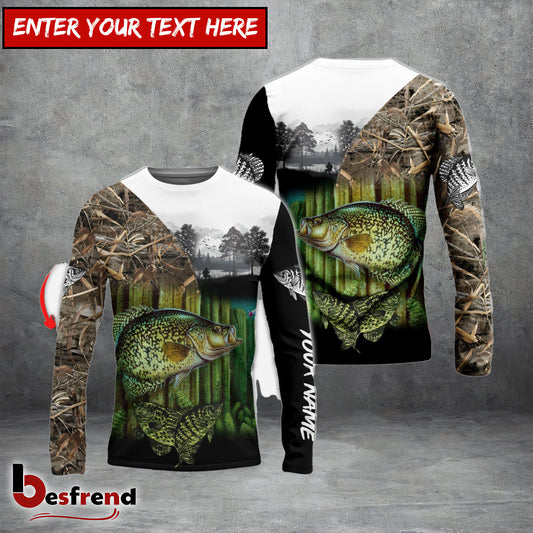 Besfrend Crappie Fishing Camo Freshwater Fish Customize Name 3D Shirts