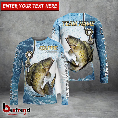 Besfrend Crappie Fishing Golden Hook Graphic Sport Custom Name  Team Name 3D Shirts
