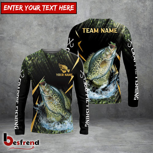 Besfrend Crappie Fishing Golden With Skinfish Pattern Custom Name  Team Name 3D Shirts