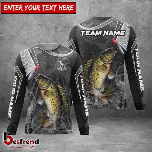 Besfrend Crappie Fishing Gray Camo Sport Custom Name  Team Name 3D Shirts