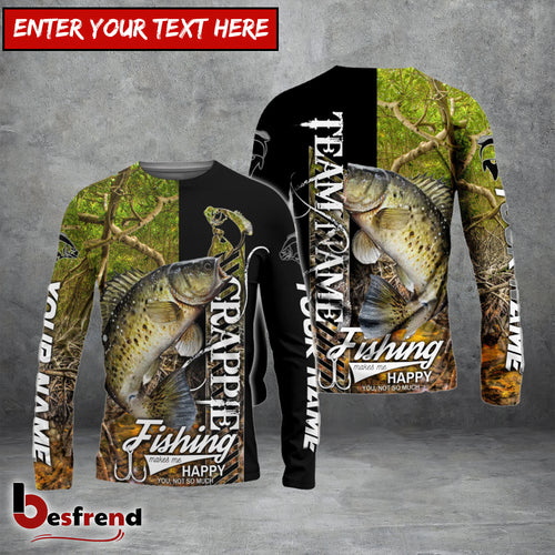 Besfrend Crappie Fishing Jungle Camo Custom Name  Team Name 3D Shirts