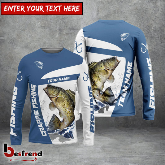 Besfrend Crappie Fishing Light Navy Sport Custom Name  Team Name 3D Shirts